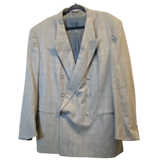Christian Dior Blazer Lapel Collar Double Breasted Long Sleeve Gray Size 56L